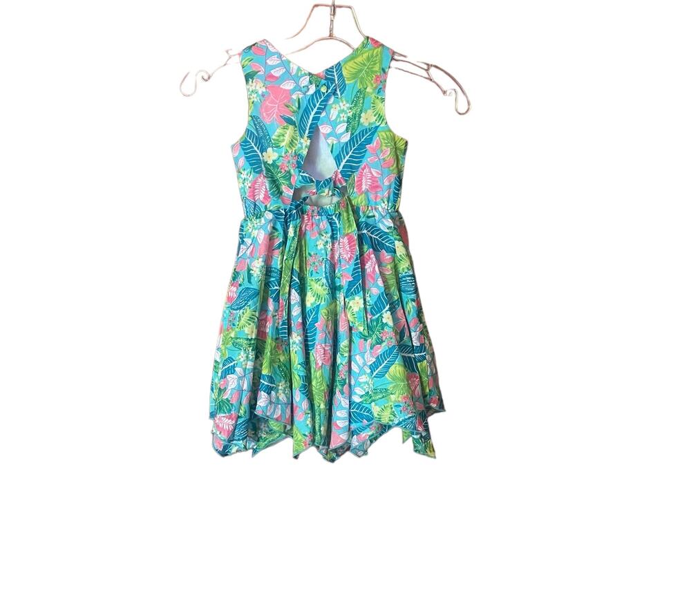 Tommy Bahama Girls Tropical Floral Print Handkerchief Hem Dress Sz 4T